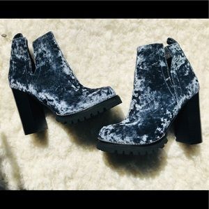 Jeffrey Campbell Velvet Ankle Boots - Black and Gray